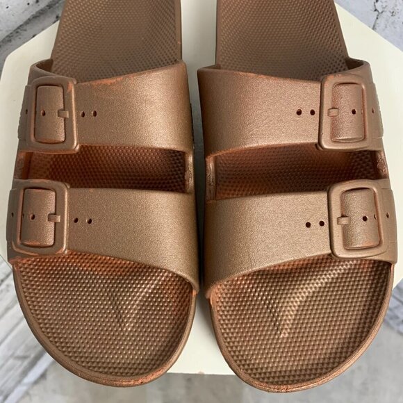 Freedom Moses Two-Band Slide Copper Slip On Sandals - Picture 4 of 10